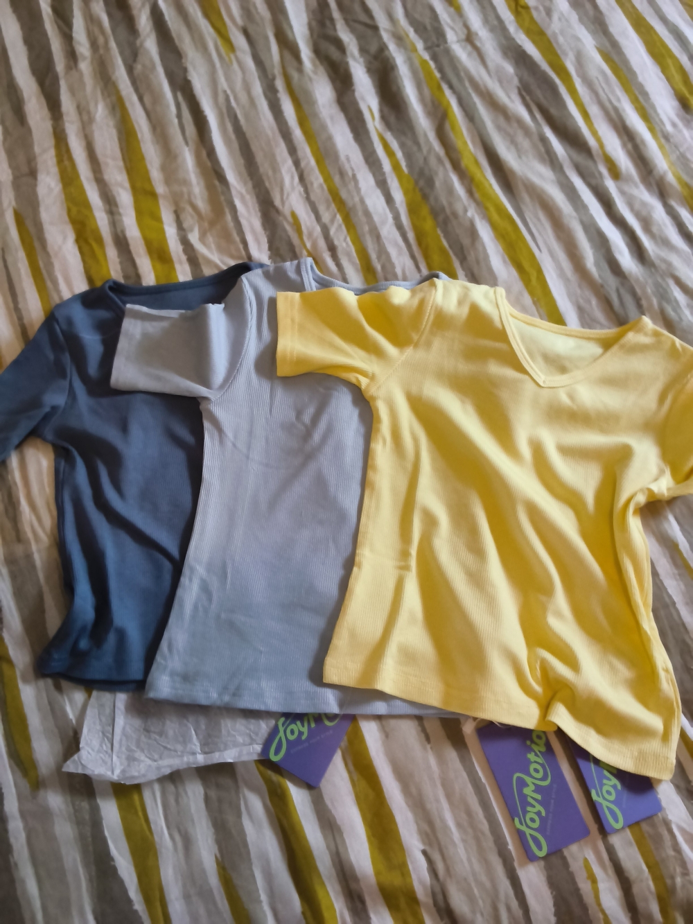 Kids V-Neck Short Sleeve Tee - Yellow/Blue/ Gray